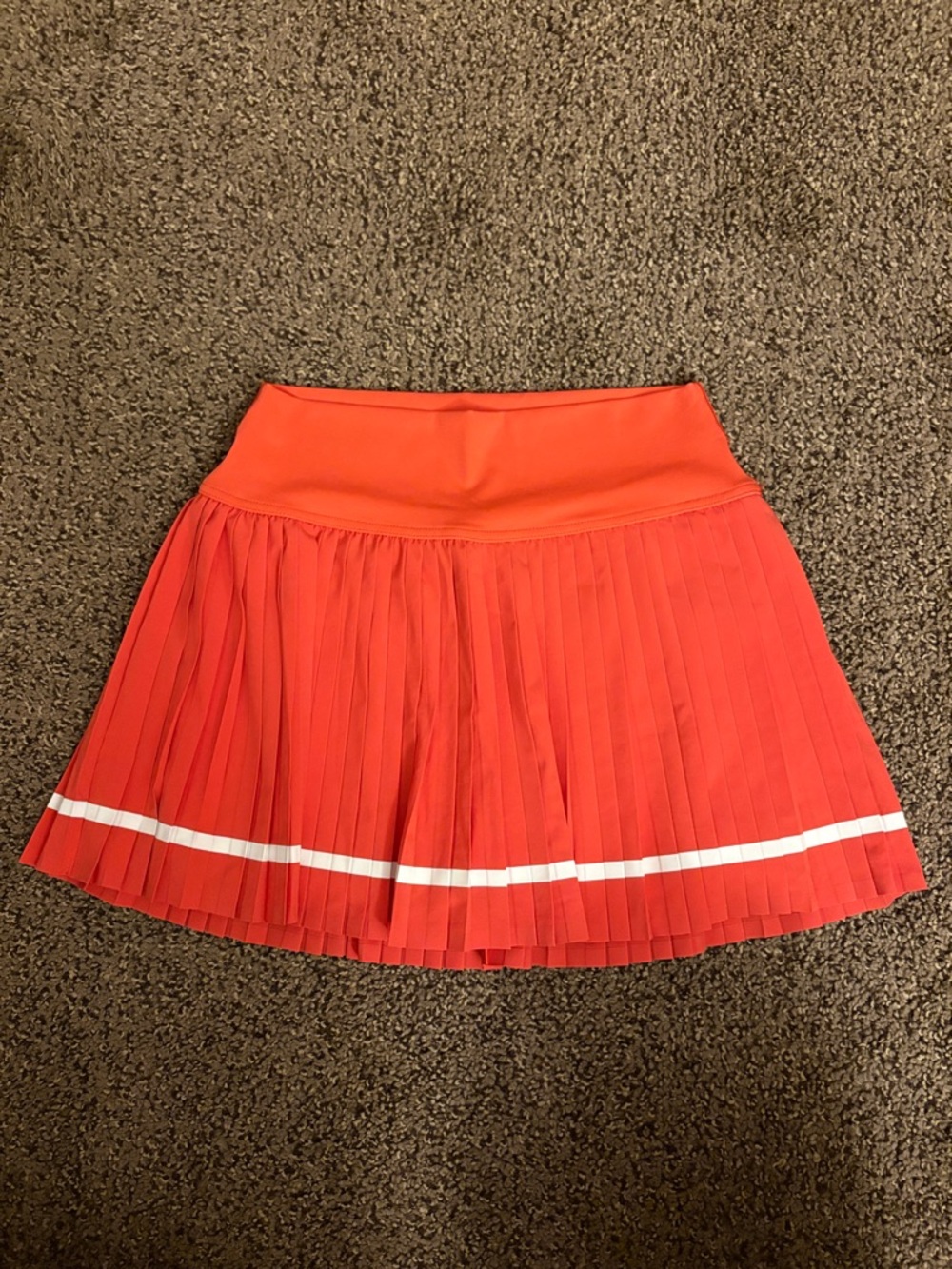 Aerie Offline Coral Red Pleated Mini Skirt with White Trim